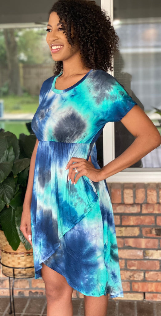 Teacher Blues Tie Dye Wrap Dress – ShopBadApples LLC
